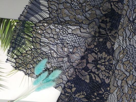 まつげの女性のためのDress Garment金属Lurexの帆立貝の端のレースの生地