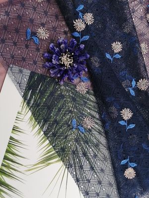 49インチの花の刺繍のレースの生地