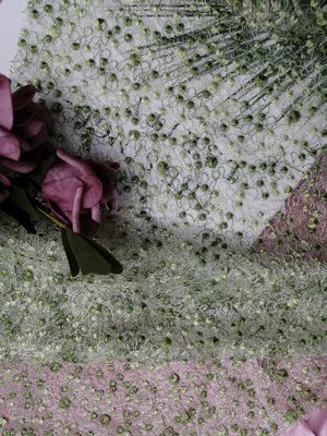 網の緑の点は寝具の記事のためのテュルのレースの生地を刺繍した