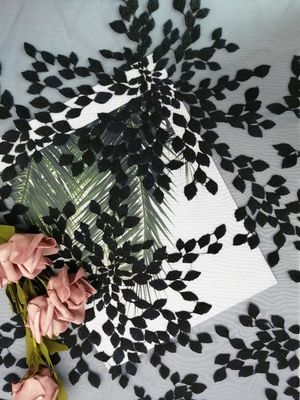 女の子の服のための優美なロイヤル ブルーの刺繍3Dの花のレースの生地