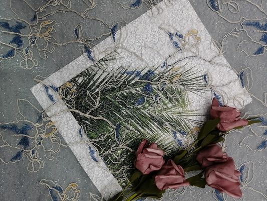 Lurex花の刺繍されたテュルの生地