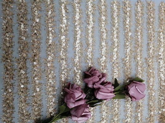 Dress Decoration女性線形刺繍されたスパンコールのレースの生地60ヤードの