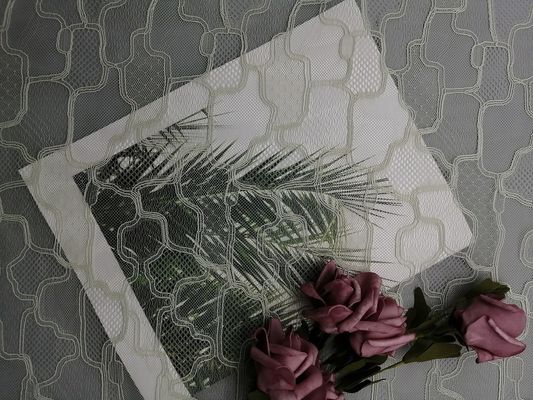 刺繍の網のフランスのChantillyの装飾的で幾何学的なレースの生地