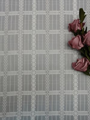 Dress Fabric白く幾何学的な網のテュルのレースの生地の軽量の女性