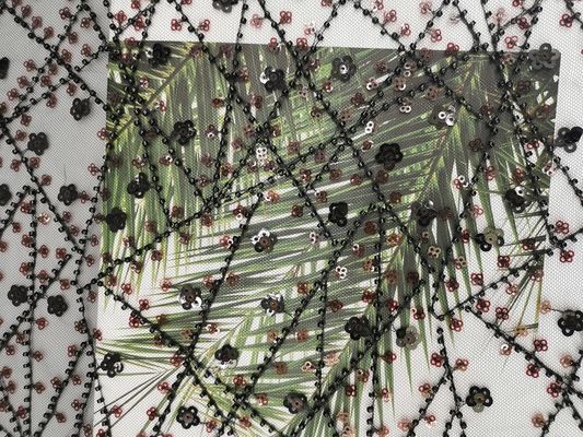 多色刷りのレースのビードはスパンコールのメッシュ生地を刺繍した