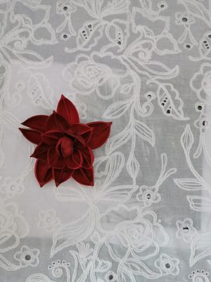 100%の綿は子供のための刺繍されたアイレット レースの生地を束ねた