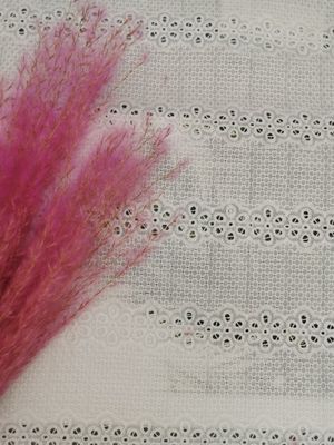 刺繍される線形Broderieは生地の100%の綿のねまきの生地に小穴をあける