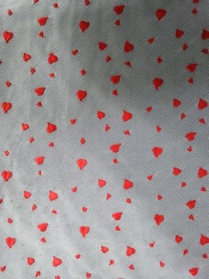 刺繍されるアゾの自由な女の子の赤い中心は生地のイブニング・ドレスをひもで締める