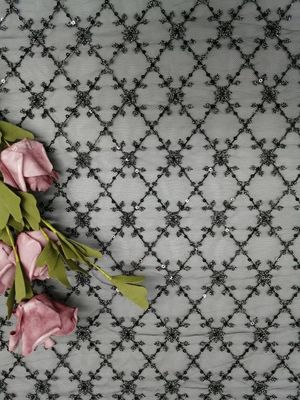 ODMテュルの網のスパンコールは寝具の記事のための生地を刺繍した