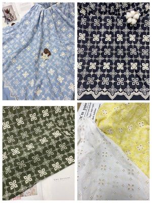 花の綿100ヤードはアイレット生地の子供の衣服の生地を刺繍した