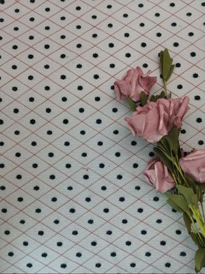 57"は刺繍される二重色生地のポルカ ドットの網の子供を着せる生地にひもで締める