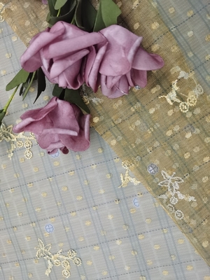 生地を印刷する刺繍のレースはレースの生地のPrintredテュルのレースを印刷した