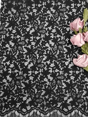 3D 57インチの黒の柔らかいHandfeelの花の束ねられたレースの生地