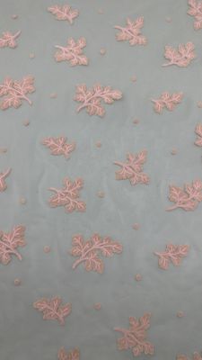 Leafy Flocked Mesh Lace Design Factory Fabric Customized for Elegant Fabric