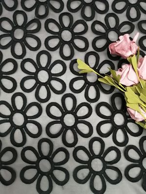 大きい花の綿100%の絹の刺繍のレースの生地