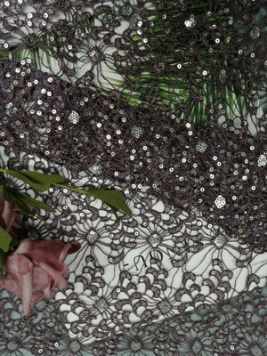 金属きらめきのレースのスパンコールの刺繍された生地の化学薬品
