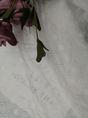 柔らかいレースはパーティー向きのドレスのためのアイレット生地の綿布を刺繍した